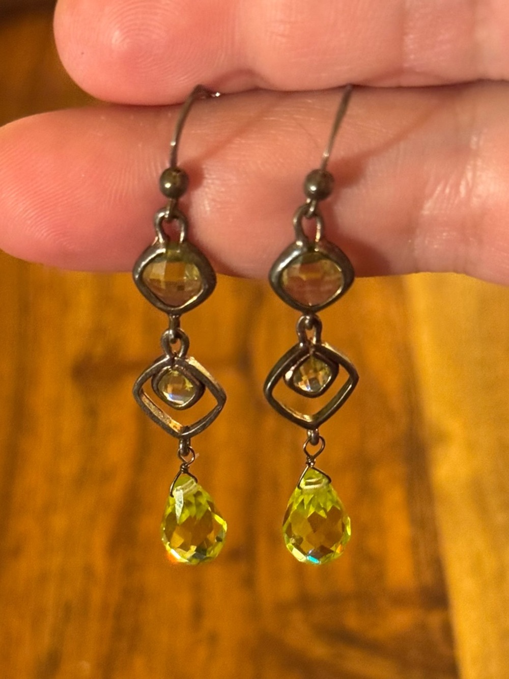 Lemon Quartz Crystal Sterling Drop Earrings - Picture 11 of 13